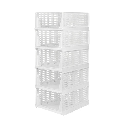 Opbergbox – Opbergmand – Opbergdoos – Opberger – Opbergtas – Stapelbaar & Opvouwbaar – Kunststof 33,5x43x18 cm – Set van 5 – Ruimtebesparend & Multifunctioneel