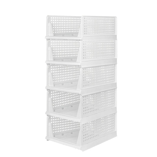Opbergbox – Opbergmand – Opbergdoos – Opberger – Opbergtas – Stapelbaar & Opvouwbaar – Kunststof 33,5x43x18 cm – Set van 5 – Ruimtebesparend & Multifunctioneel