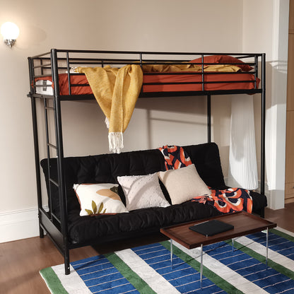 Futonbed – Opvouwbaar Bed – Slaapbank – Logeerbed – Zitzak Bed – Zwart Ruitjesprint – Compact 135x190x10 cm – Lichtgewicht & Draagbaar