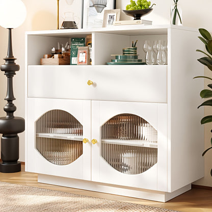 Opbergkast – Opbergmeubel – Kast – Dressoir – Bergkast – Modern Wit – 2 Deuren & Lade – Vrijstaand – 3,2+ Kubieke Voet – Eenvoudige Montage – Duurzaam