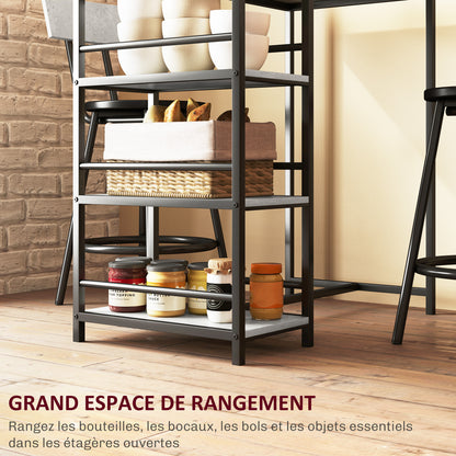 Barset – Bartafel – Barmeubel – Barstoelen – Hoge Eettafel – Lichtgrijs – Ruimtebesparend Design – Stalen Frame Met MDF Blad