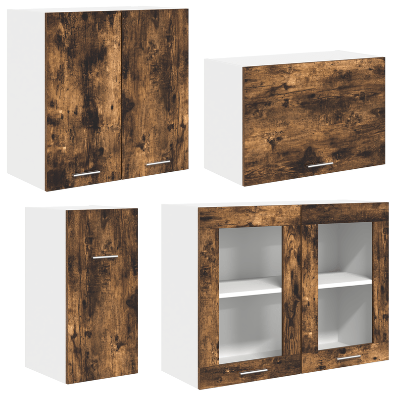 Keukenkast – Keukenmeubel – Opbergkast – Buffetkast – Apothekerskast – 8-delig – Rook Eikenhout – Stevig Houtmateriaal