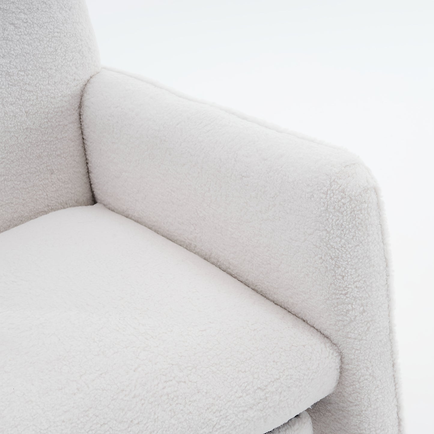 White Teddy Cloth High-Back Reclining Rocking Chair with Footstool - Plush Cushioned Metal Frame, Solid Back Support & Easy Assembly for Living Room, Bedroom, Office - No Electricity Needed, Recliner Chair, Bedroom Seating, E