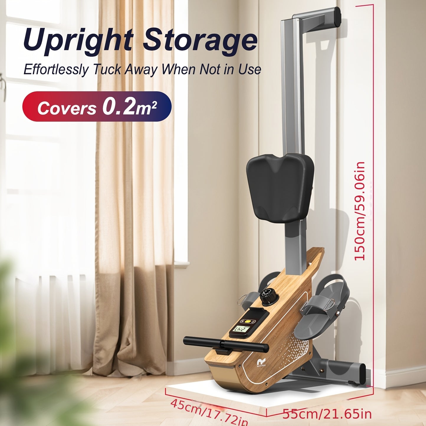 Roeitrainer – Roeimachine – Roeiapparaat – Fitnessapparaat – Hometrainer – Magnetische Weerstand – Compact Verticale Opberging – Draagbaar Tot 150 kg – RVS Zwart