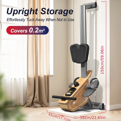 Roeitrainer – Roeimachine – Roeiapparaat – Fitnessapparaat – Hometrainer – Magnetische Weerstand – Compact Verticale Opberging – Draagbaar Tot 150 kg – RVS Zwart