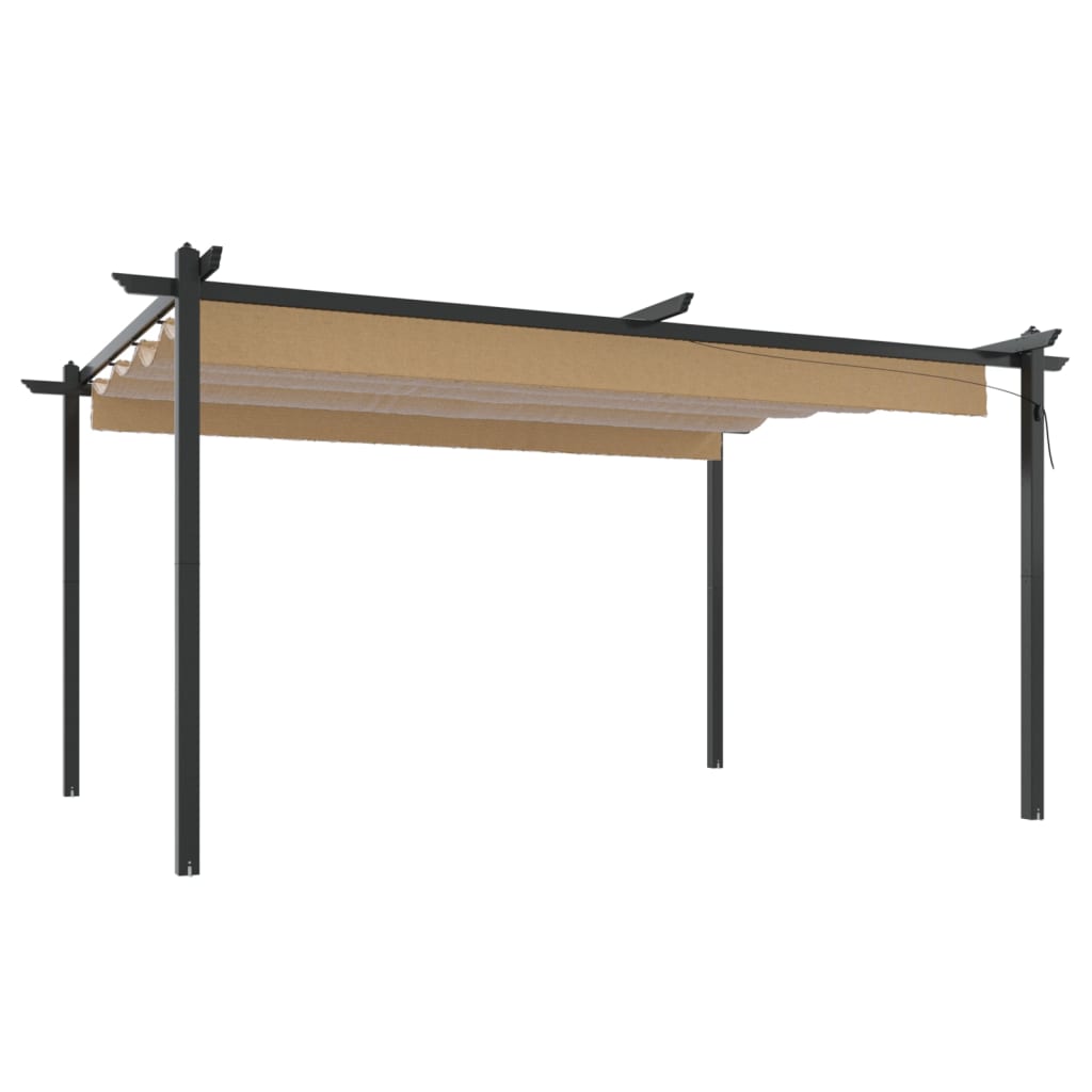 Tuinpaviljoen – Tuinoverkapping – Pergola – Tuinkamer – Prieel – Taupe 4x3x2,2m – Stalen Frame – Inklapbaar UV- en Waterbestendig Dak