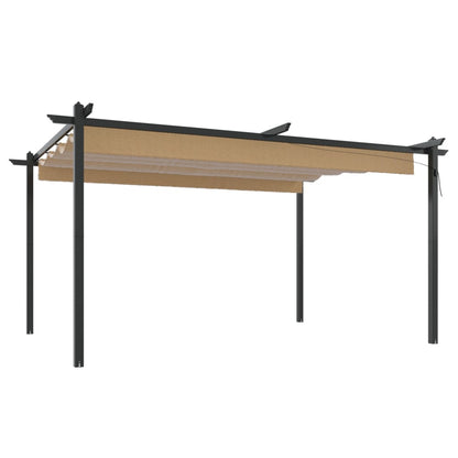 Tuinpaviljoen – Tuinoverkapping – Pergola – Tuinkamer – Prieel – Taupe 4x3x2,2m – Stalen Frame – Inklapbaar UV- en Waterbestendig Dak