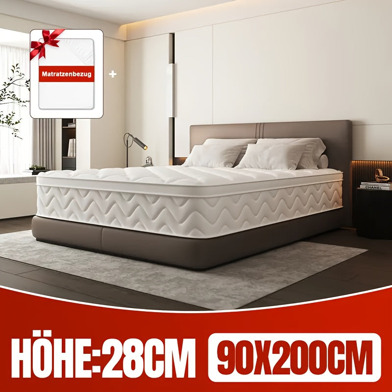 Pocketvering Matras – Ergonomisch Matras – 7-Zones Matras – Veer Matras – Springmatras – 90x200 cm – 28 cm Hoog – Medium Stevig (H3) – Ademend Katoenen Hoes