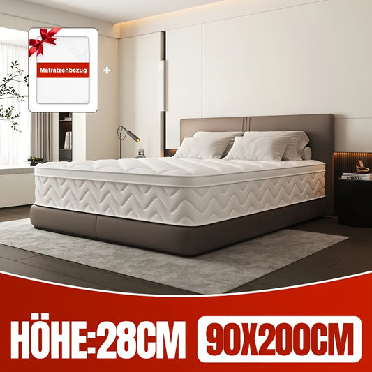 Pocketvering Matras – Ergonomisch Matras – 7-Zones Matras – Veer Matras – Springmatras – 90x200 cm – 28 cm Hoog – Medium Stevig (H3) – Ademend Katoenen Hoes