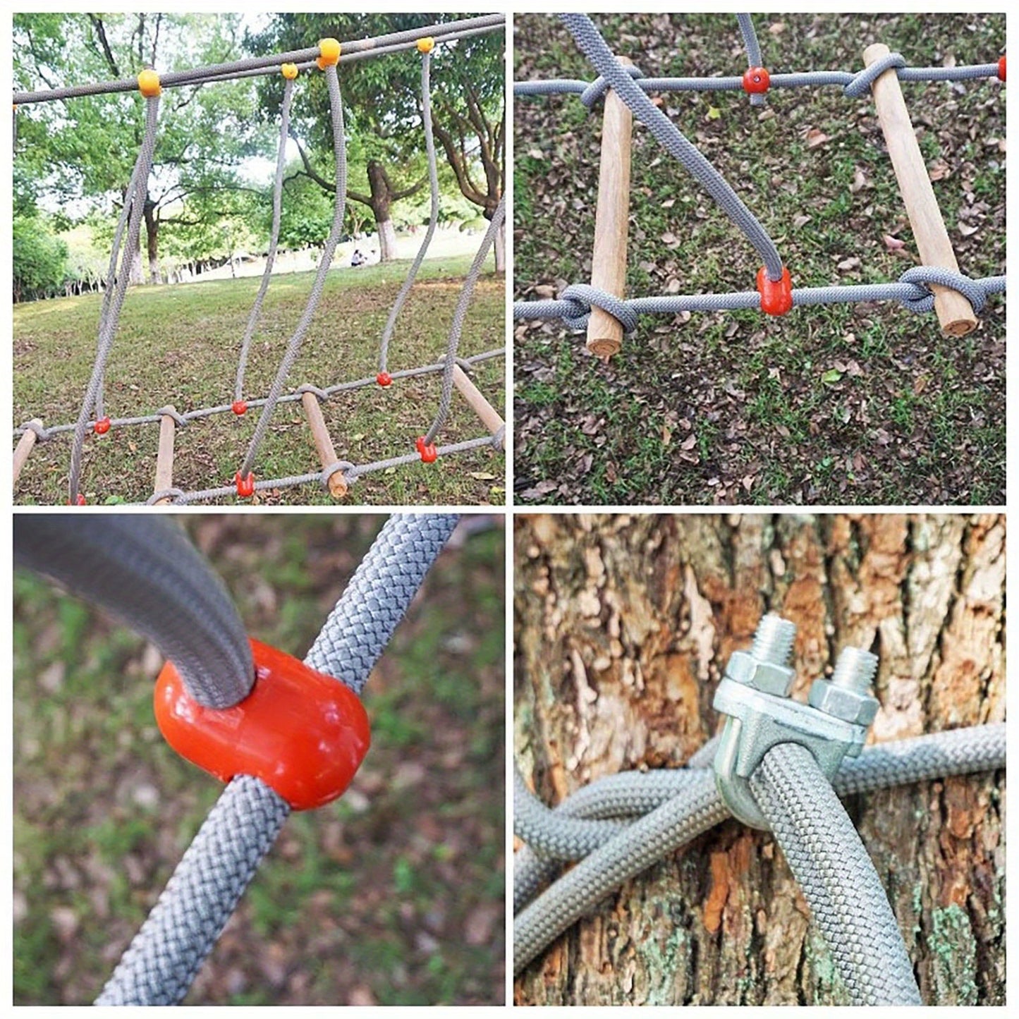 Houten Hangbrug – Speelbrug – Touwbrug – Klimframe – Klimladder – 8 Meter Lang – Duurzaam Hout Met Metalen Gespen
