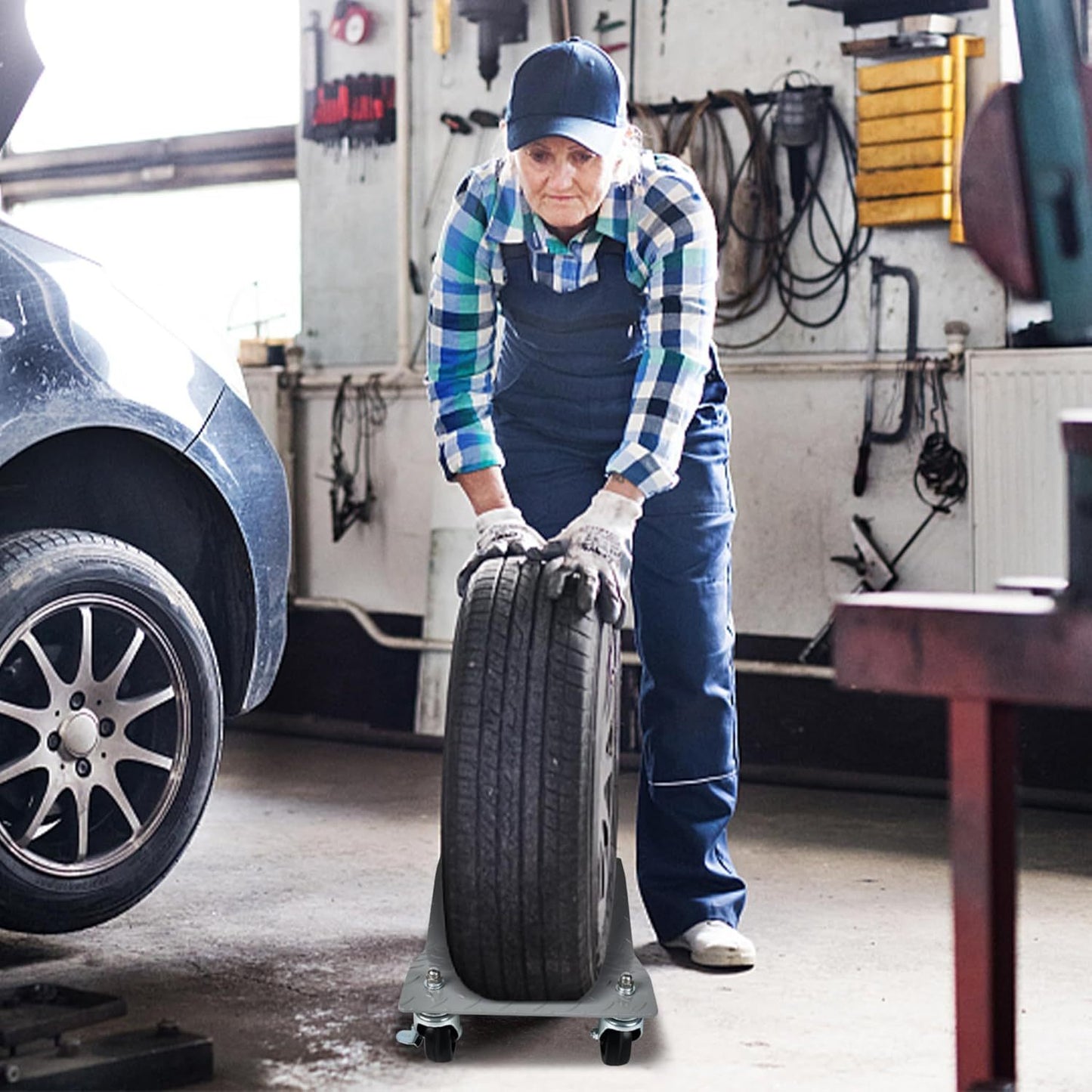 Krik – Hefplateau – Autokrik – Garagekrik – Potkrik – Set Van 4 – Stalen Constructie – 500 Kg Draagvermogen Per Plateau
