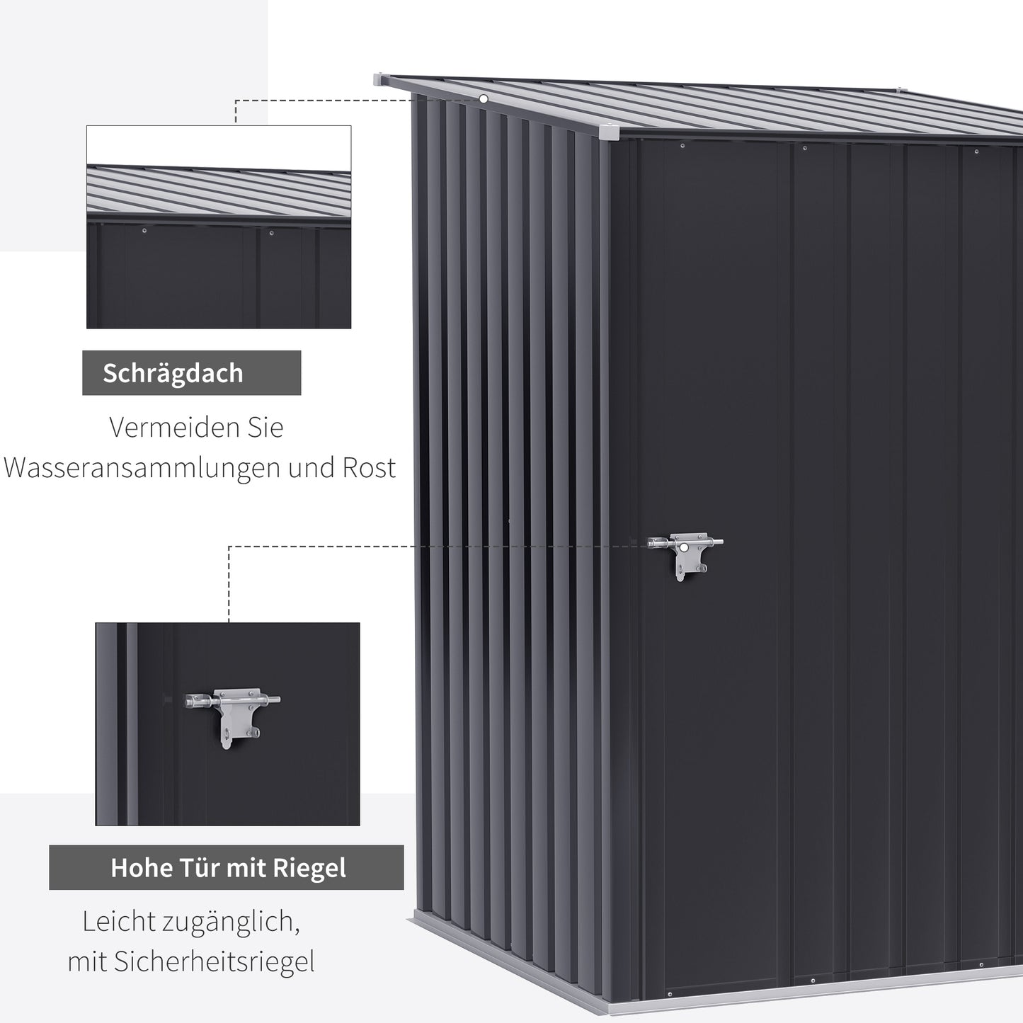 Tuinberging – Tuinschuur – Gereedschapsschuur – Tuinkast – Opbergschuur – Gegalvaniseerd Staal – Weerbestendig Coating – Afmeting 100x103x160 cm – Donkergrijs