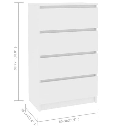 Opbergkast – Opbergmeubel – Kast – Dressoir – Witte Kast – Afsluitbaar – Duurzaam Gelamineerd Hout 60x35x98,5 cm