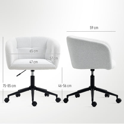 Bureaustoel – Kantoorstoel – Draaistoel – Werkstoel – Stoel Met Fluwelen Bekleding – Ergonomisch Badkuipdesign – Stalen Onderstel – Crème Zwart