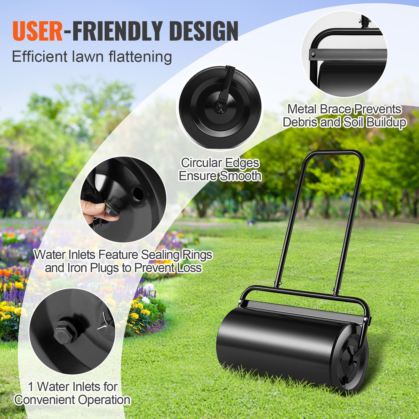 Grasmaaierroller – Gazonwals – Grasroller – Tuinwals – Bodemroller – 46 Liter Inhoud – Stalen Duurzaam Frame