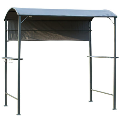 Large Outdoor BBQ Gazebo with Flame-Retardant Roof & 2 Shelves - Heavy-Duty Iron Alloy Frame, High Quality Polyester Canopy, Spacious 219.96cm x 137.92cm x 219.96cm Black Patio Shelter for Backyard, Garden, Camping - Easy Ass