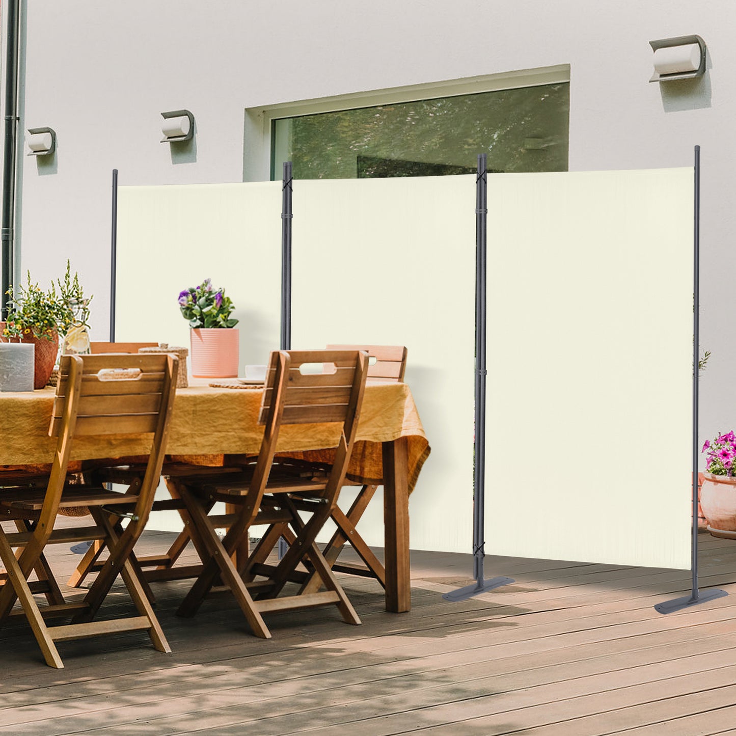 Kamerscherm – Kamerverdeler – Roomdivider – Paravent – Scheidingswand – Vouwbaar – Vrijstaand – Polyester Doek – 275x180 cm – Beige – 3-delig