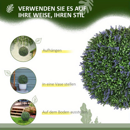 Kunstlavendel – Kunstplant – Kunstbloem – Nepplant – Kunstbloemen – 42 cm – Onderhoudsvrij Synthetisch Materiaal – Bolvormig Paars Groen