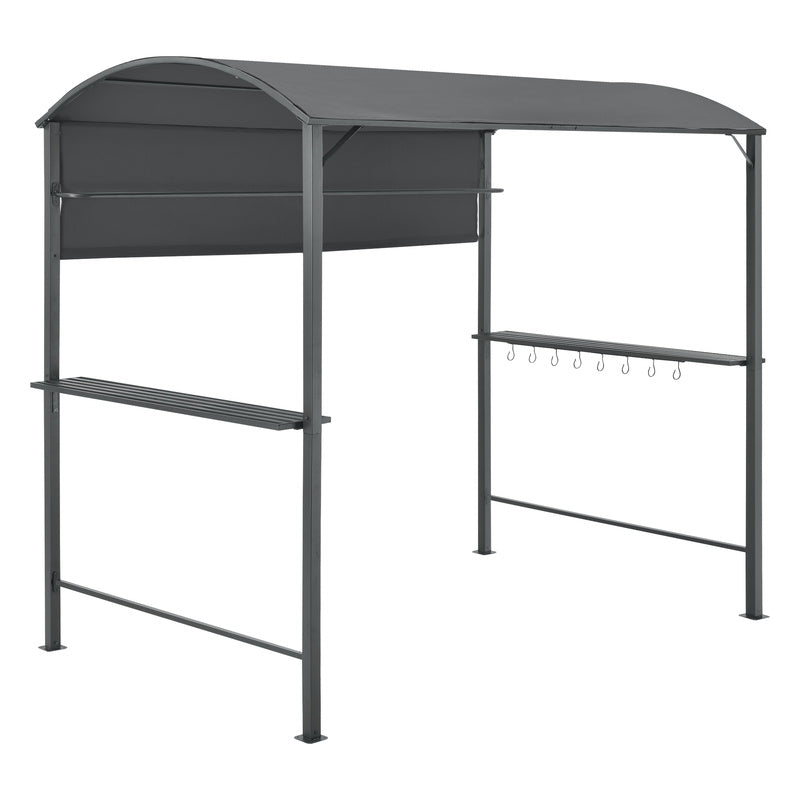 Grillpaviljoen – Grilltent – BBQ Paviljoen – Grilloverkapping – Grill Shelter – Waterafstotend Rond Dak – Stevig Stalen Frame – 215x220x140 cm – Donkergrijs