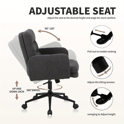 Bureaustoel – Office Chair – Bureaustoel Ergonomisch – Draaistoel – Kantoorstoel – Donkergrijs – Verstelbare Hoogte – 360° Draaibaar