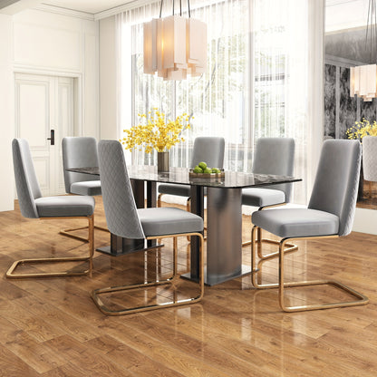 Eetkamerstoelen – Velvet Stoelen – Kuipstoelen – Stoelen – Meubels – Set Van 6 – Diamond Back Design – Gouden Metalen Poten