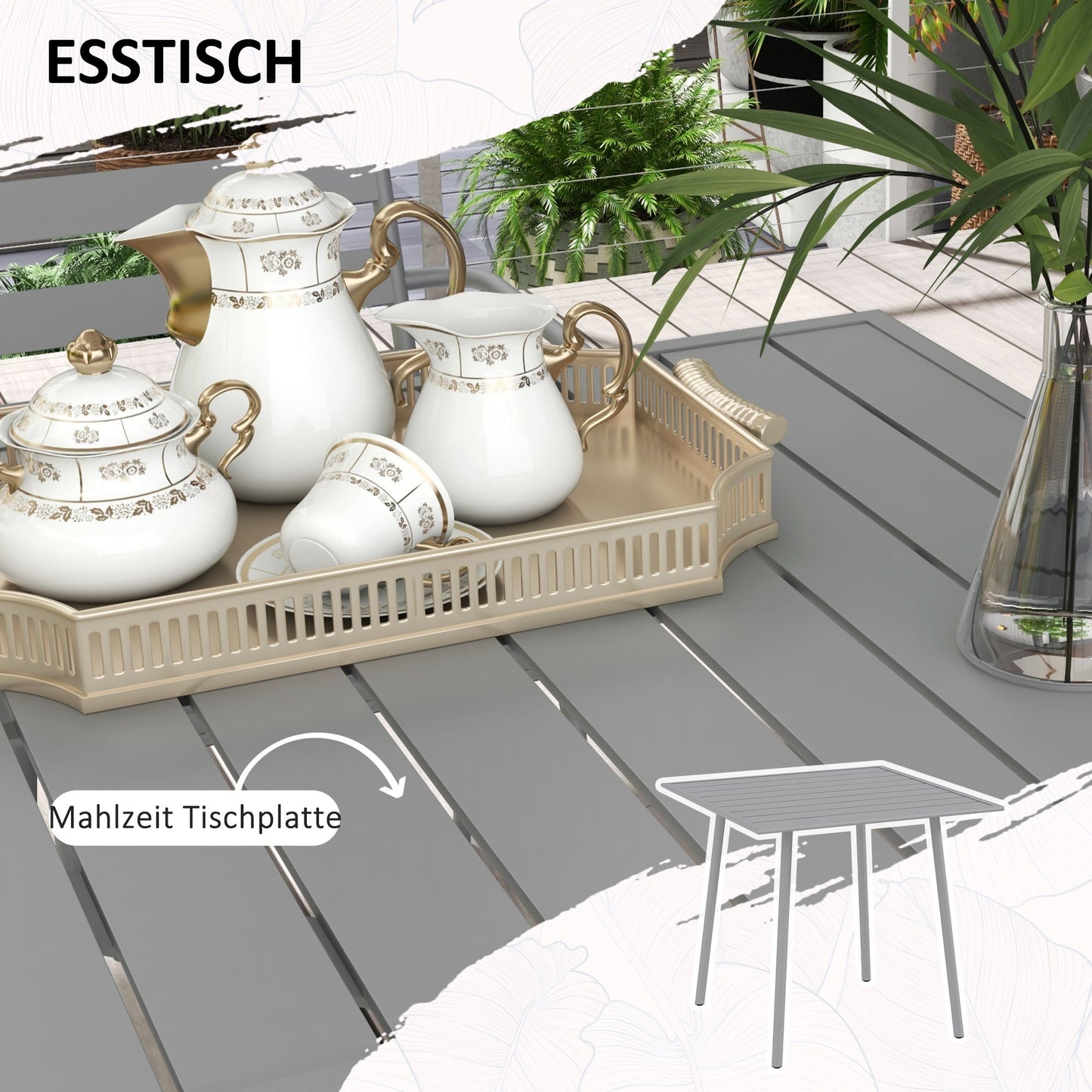 Tuinset – Tuinmeubelset – Zithoek – Balkonset – Terrasmeubelen – Stapelbare Stoelen – Stalen Frame – Compact Ontwerp 80x80x74 cm