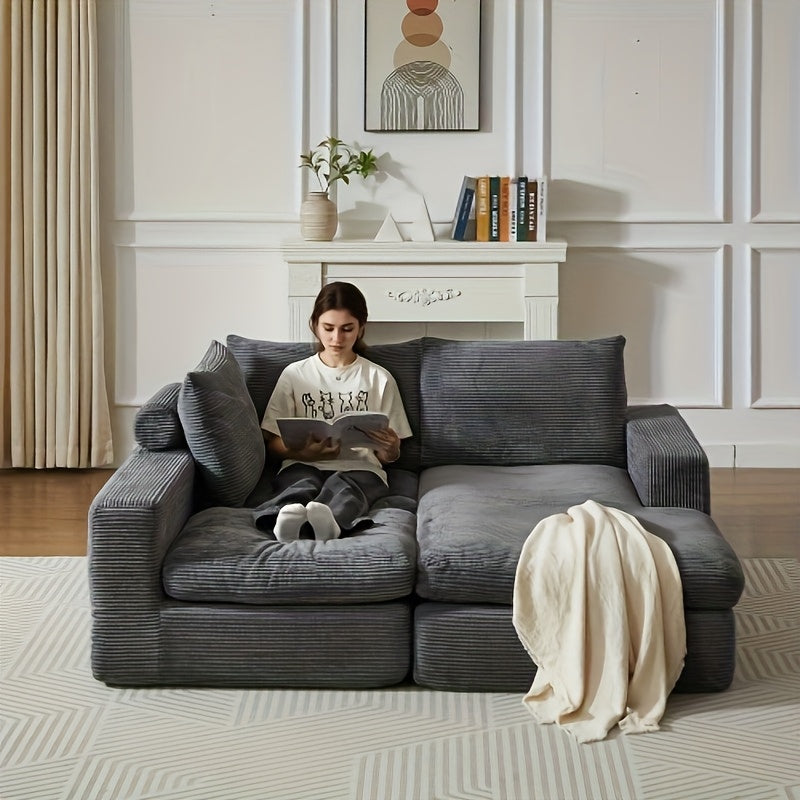 Loungebank – Hoekbank – Zitzakbank – Bankstel – Modulair Sofa – Diep Grijs – Verstelbare Rugleuning – Duurzaam Bamboe Frame