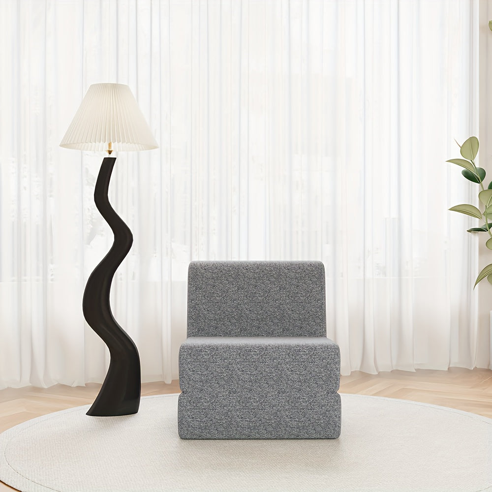 Slaapbank – Bedbank – Slaapstoel – Logeerbed – Slaapfauteuil – Drievoudig Opvouwbaar – Comfortabele Katoenen Vulling – Ruimtebesparend Ontwerp – Grijs