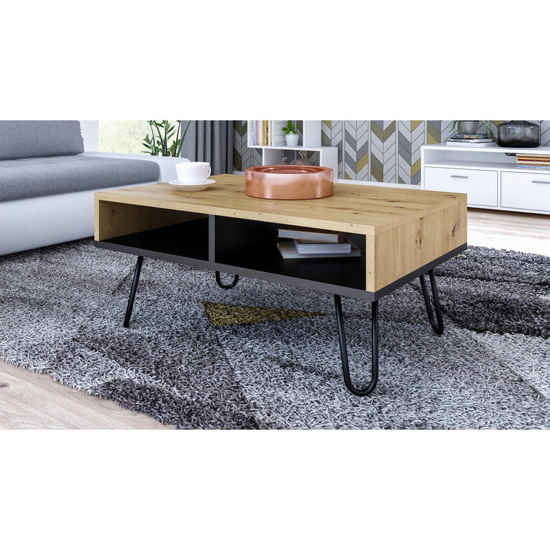 Salontafel – Koffietafel – Bank – Bijzettafel – Loungebank – Gelamineerd Spaanplaat – Metalen Poot – 100x50x55 cm – Zonder Elektriciteit