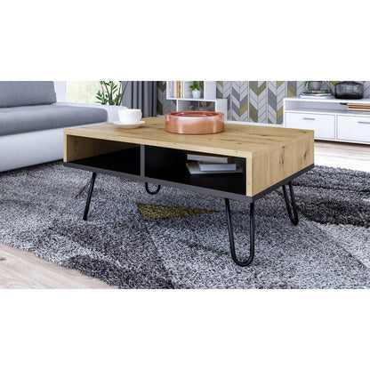 Salontafel – Koffietafel – Bank – Bijzettafel – Loungebank – Gelamineerd Spaanplaat – Metalen Poot – 100x50x55 cm – Zonder Elektriciteit