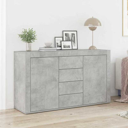 Sidetable – Dressoir – Opbergkast – Wandmeubel – Kastje – Betonlook Grijs – Hardhout – Ruime Lades – Eenvoudige Montage