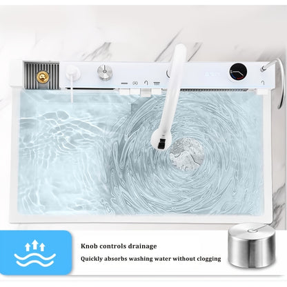 Waterval Keukenspoelbak – Keukenspoelbak – Spoelbak – Keukensink – Wastafel – Wit – Dubbele Afvoer – Digitale Watervalkraan