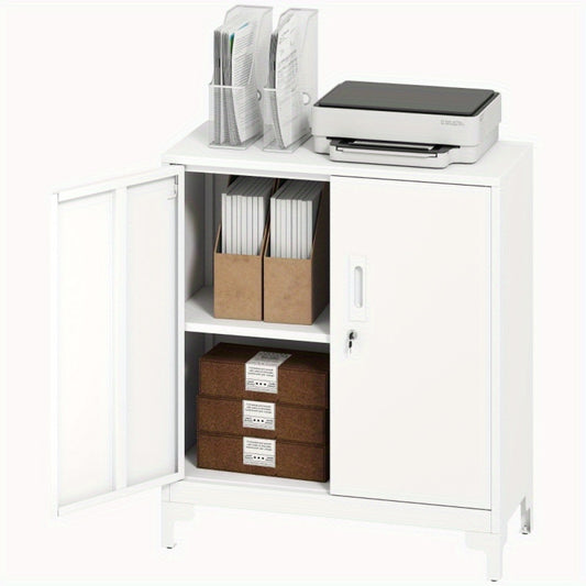Metaalkast – Lockerkast – Opbergkast – Ladekast – Archiefkast – Wit – Met Dubbele Laden & Slot – Stevige Metalen Constructie