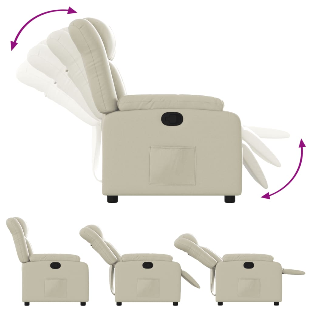 Elektrisch Verstelbare Fauteuil – Relaxfauteuil – Leunstoel – Ruststoel – Loungestoel – Crèmekleur – Comfortabel Kunstleer – Verstelbaar Tot 135 Graden