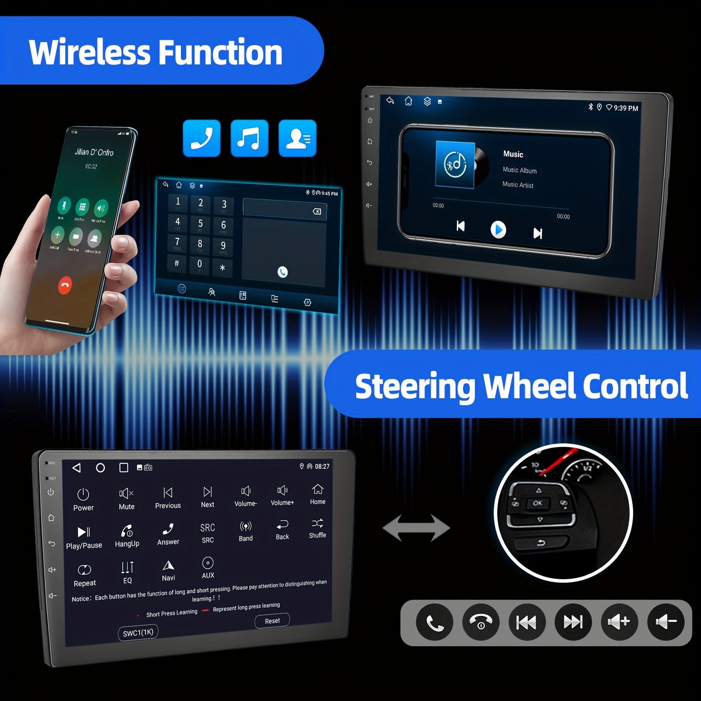 Android Autoradio – 2-DIN Head Unit – Multimedia Speler – CarPlayer – Radio Installatie – 9 Inch IPS Touchscreen – Draadloze Android Auto & Achteruitrijcamera Voor Peugeot 308 408 (2010-2013)