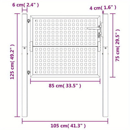 Tuinafscheidingpoortje – Tuinpoort – Tuinafscheiding – Poortdeur – Metalen Poort – Antraciet – Duurzaam Staal – Rasterdesign – 104,14 x 127 cm