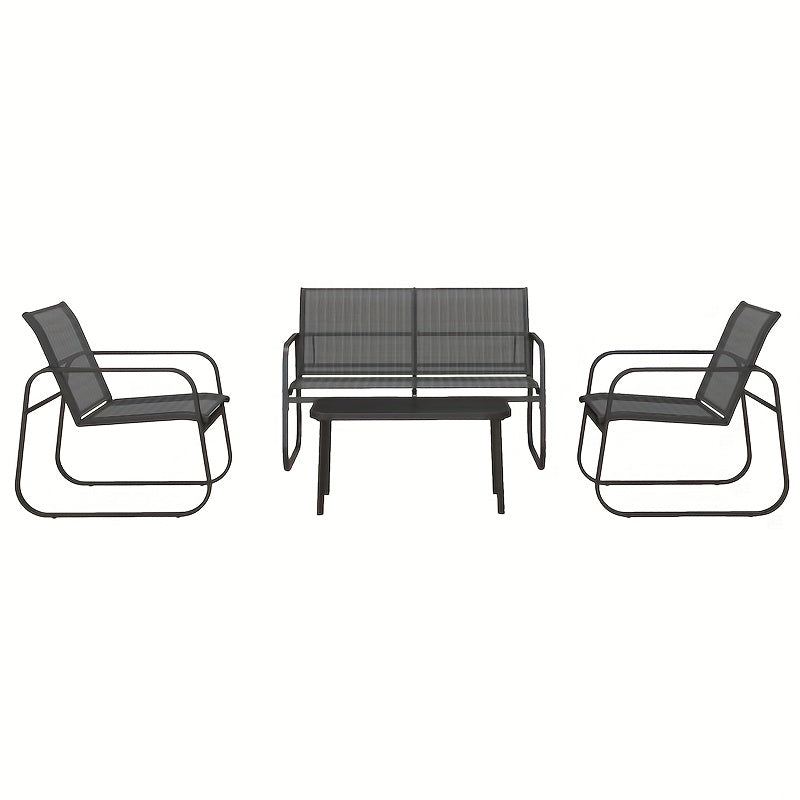 Tuinset – Tuinmeubelset – Balkonset – Patio Meubilair – Buitenmeubelset – Zwart Metalen Frame – Weerbestendig & Compact