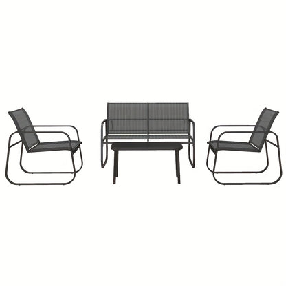 Tuinset – Tuinmeubelset – Balkonset – Patio Meubilair – Buitenmeubelset – Zwart Metalen Frame – Weerbestendig & Compact