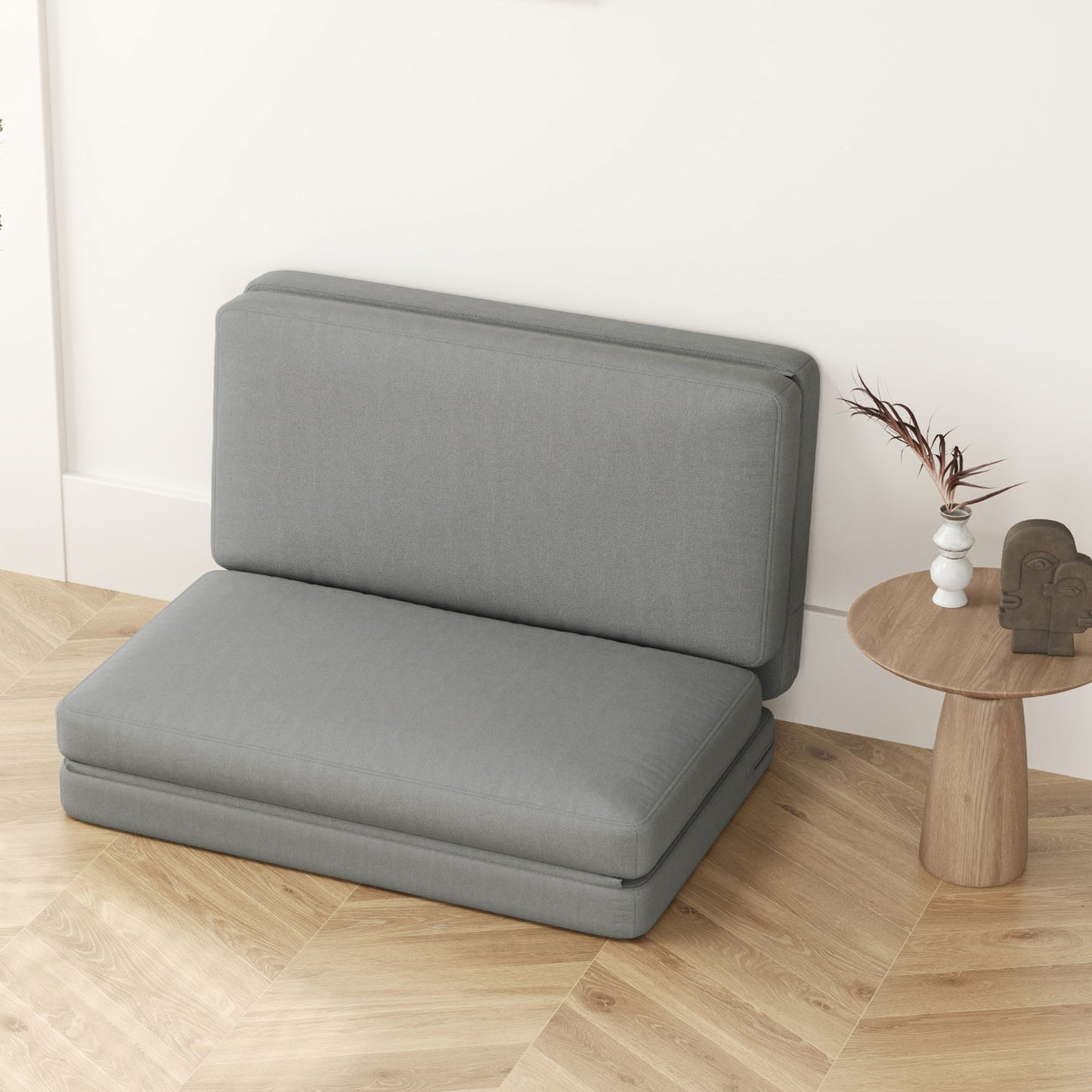 2-In-1 Relaxstoel – Logeerbed – Opvouwbare Stoel – Gastenbed – Deelbaar – Lichtgrijs – 120 Cm Breed – Handmatig Zonder Elektriciteit