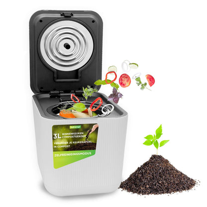Keukencomposteerder – Compostbak – Compostvat – Afvalverwerker – Bokashi Bak – Automatisch – Compact 3 Liter – Geurfilter