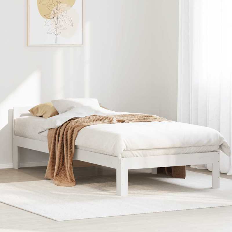 Bedframe – Bedbodem – Bedonderstel – Onderstel – Ledikant – Wit – 90x200 cm – Hardhouten Stevig Design – Vooraf Gemonteerd
