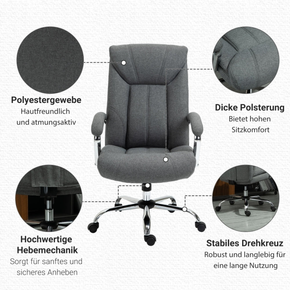 Bureaustoel – Kantoorstoel – Draaistoel – Ergonomische Stoel – Bureaustoelen – Verstelbaar in Hoogte – Kantelfunctie – Met Lendensteun – Met Metalen Frame – Nylon Grijs