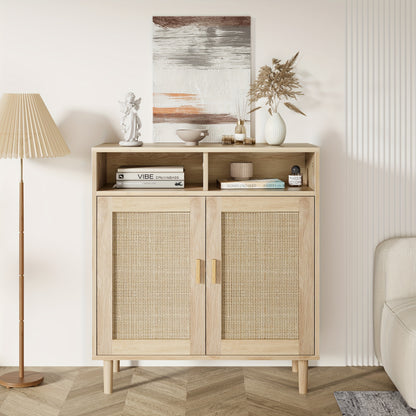 Sideboard Buffetkast – Dressoir – Opbergkast – TV-meubel – Halmeubel – Rattan Accenten – Ruime Opbergruimte – Stijlvol Tijdloos Design
