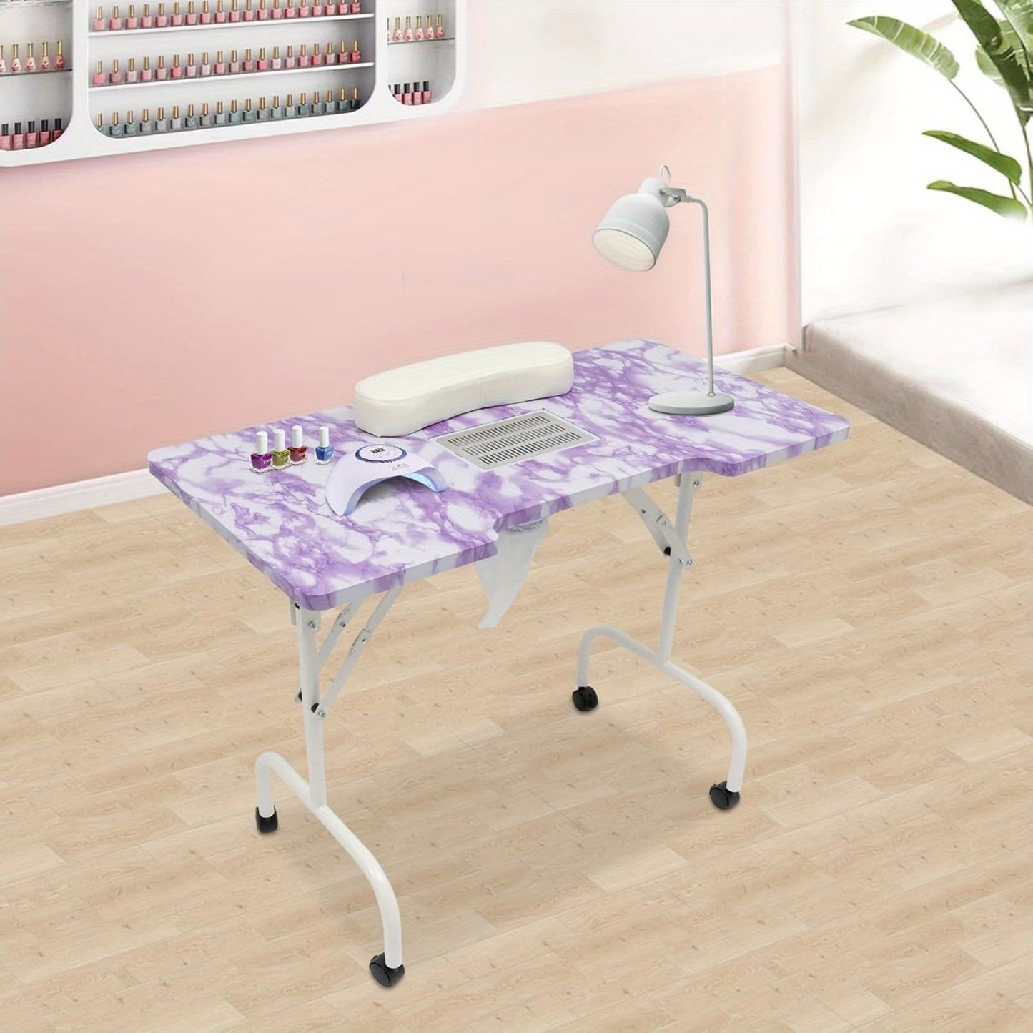 Manicure Tafel – Nageltafel – Nagel Salon Tafel – Opvouwbare Nageltafel – Mobiele Manicuretafel – Met Stofafzuiging – Groot Werkoppervlak 95x48x72,5 cm – Draagbaar en Stevig