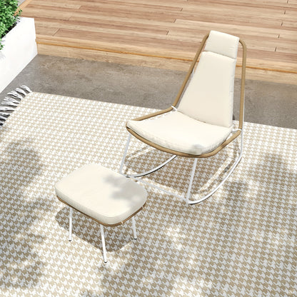 Set 2x Vrijstaande Leisure‑Stoelen met Voetenbank – Handgeweven Touw (Rope) Design, Belastbaarheid 160 kg – Ideaal voor Balkon, Woonkamer of Thuis/Office Lounge