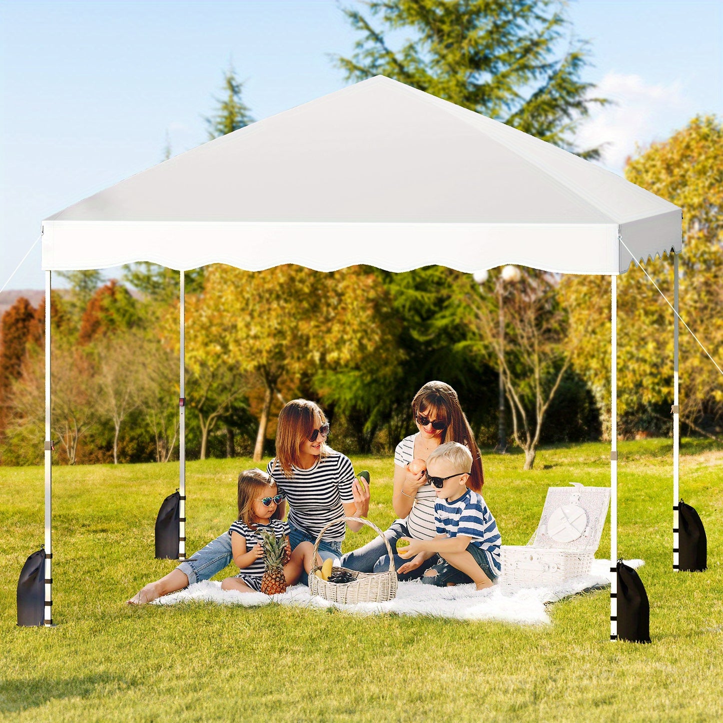 Partytent – Tuinentent – Paviljoen – Vouwtent – Easy Up – 3x3 m – Waterafstotend Oxford Stof – Verstelbare Hoogte met Stevig Metalen Frame en Wieltjes