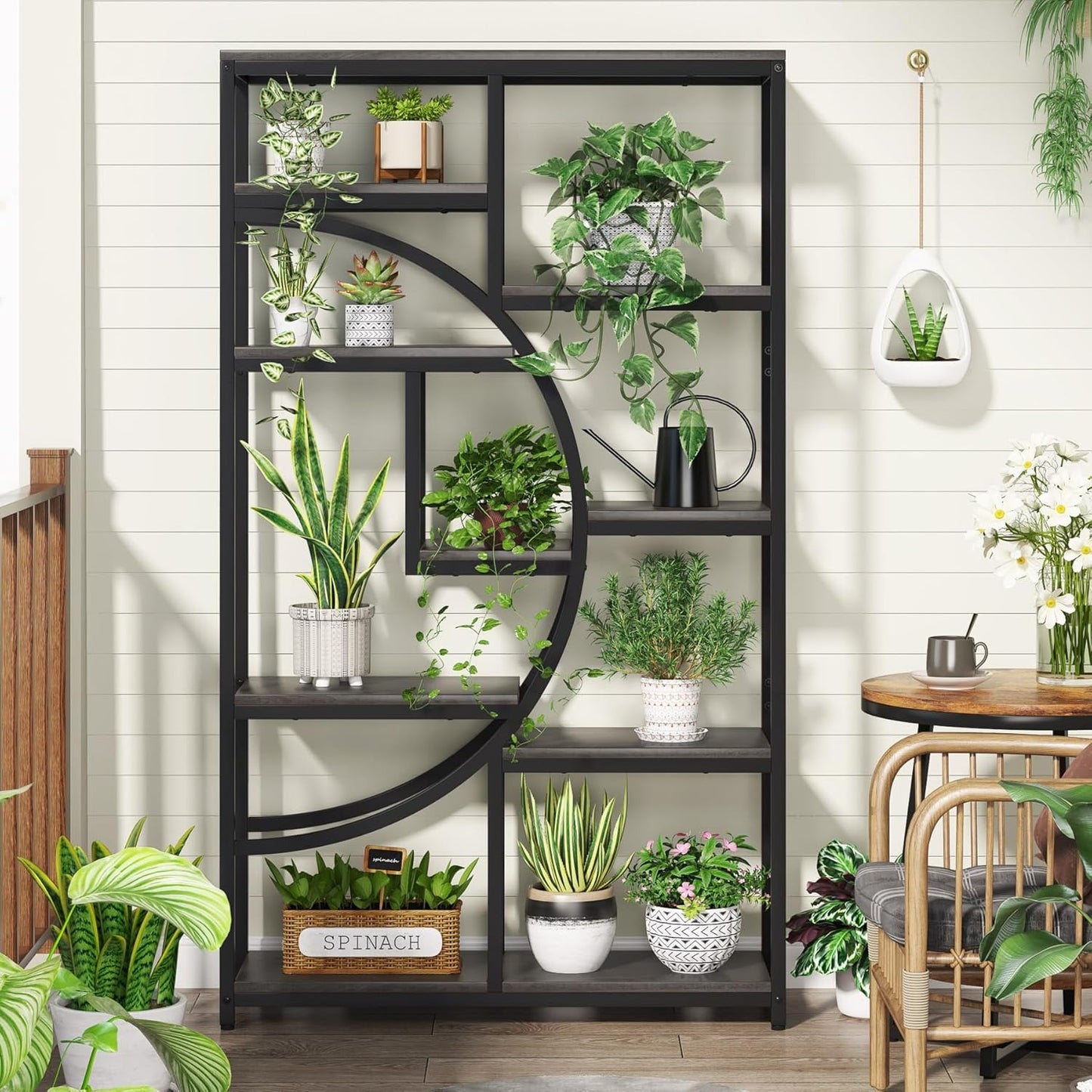 Boekenkast – Boekplank – Boekenrek – Vakkenkast – Opbergkast – Industrieel Design – 5 Laags – Vrijstaand – MDF Hout – Grijs – Ruimtebesparend – Eenvoudige Montage