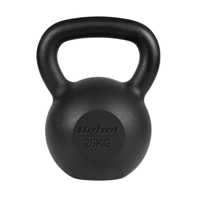 26 kg Kettlebell – Gewicht – Dumbbell – Fitnessgewicht – Gietijzeren Halter – Gietijzer – Ergonomisch Handvat – Vlakke Onderkant