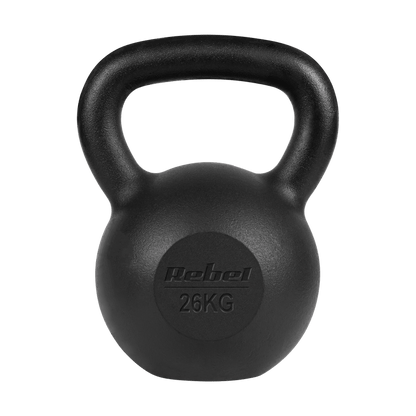 26 kg Kettlebell – Gewicht – Dumbbell – Fitnessgewicht – Gietijzeren Halter – Gietijzer – Ergonomisch Handvat – Vlakke Onderkant