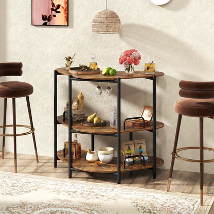 3-Laagse Barunit – Thuisbar – Drinkkast – Mini Bar – Barmeubel – Industrieel Design – Stevig Metalen Frame – Duurzaam Houten Tafelblad – Bruin
